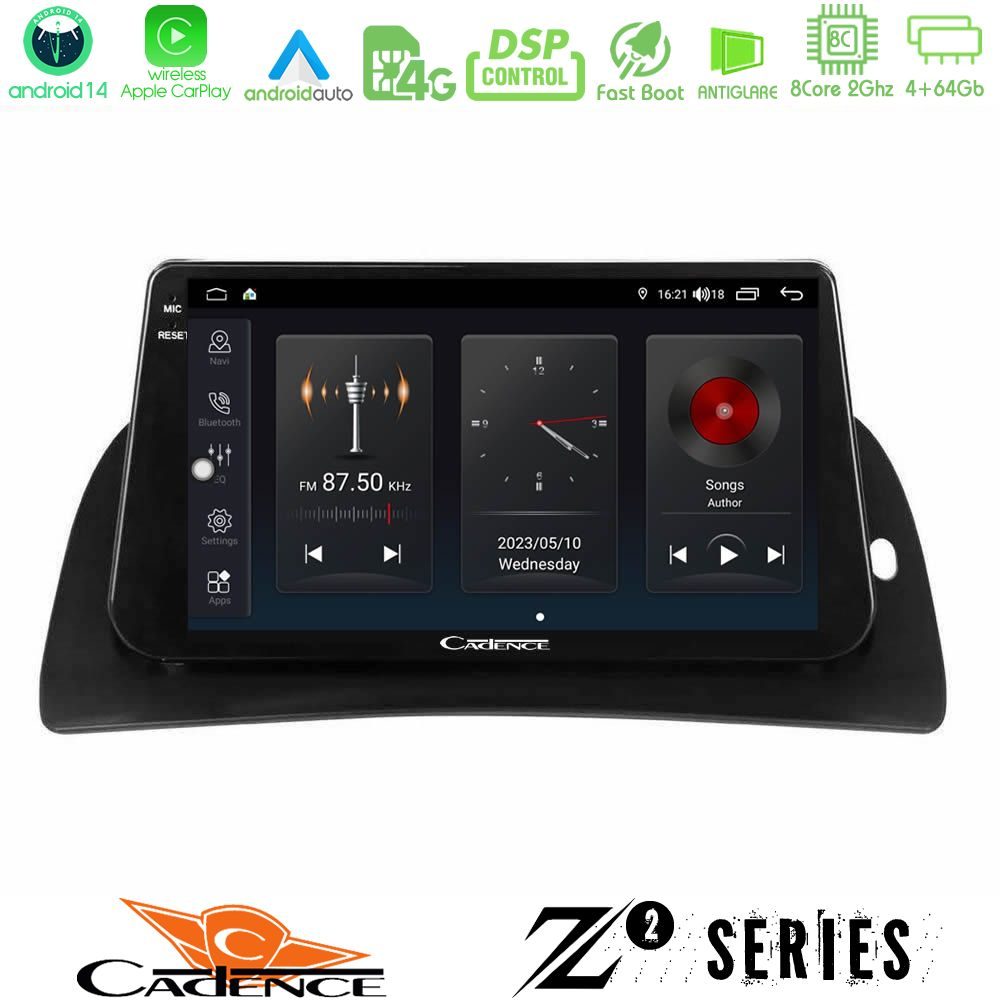 Cadence Z2 Series 8Core Android14 4+64GB Renault Kangoo 2015-2018 Navigation Multimedia Tablet 9" Με Carplay & Android Auto