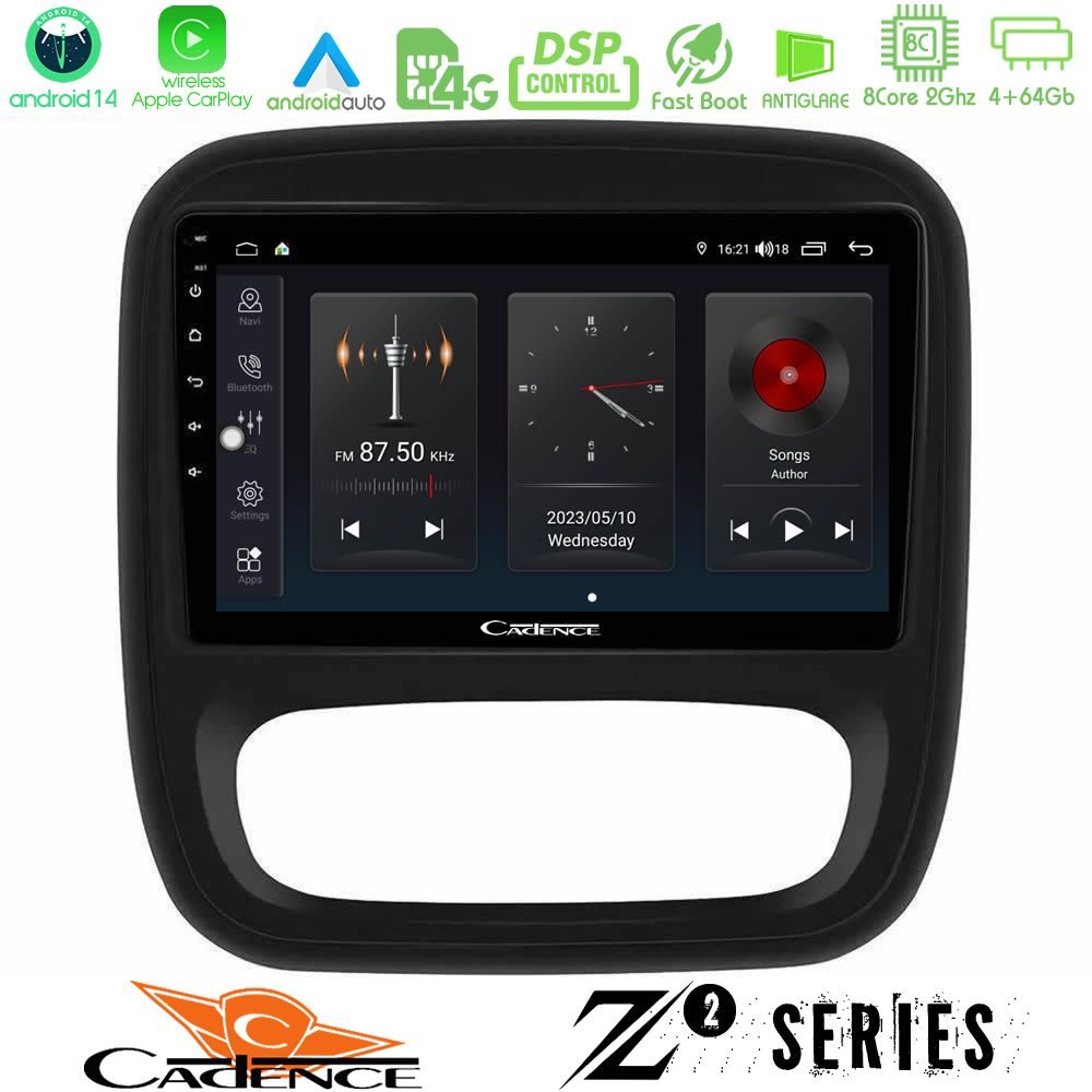 Cadence Z2 Series 8Core Android14 4+64GB Renault/Nissan/Opel/Fiat Navigation Multimedia Tablet 9" Με Carplay & Android Auto