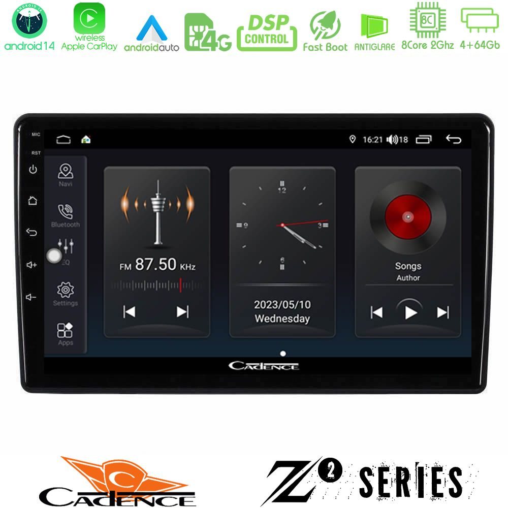 Cadence Z2 Series 8Core Android14 4+64GB Opel Vivaro/Renault Trafic/Nissan Primastar Navigation Multimedia Tablet 10" Με Carplay & Android Auto