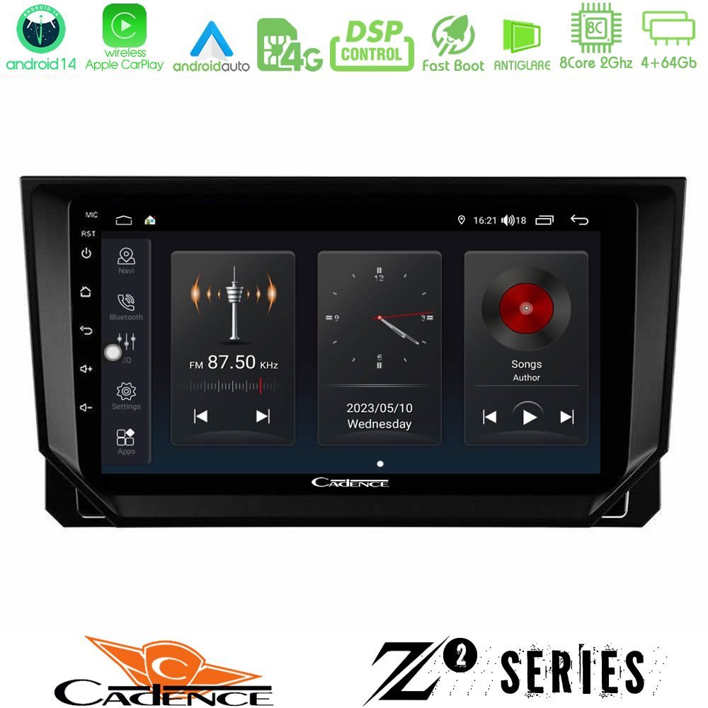 Cadence Z2 Series 8Core Android14 4+64GB Seat Arona/Ibiza Navigation Multimedia Tablet 9" Με Carplay & Android Auto