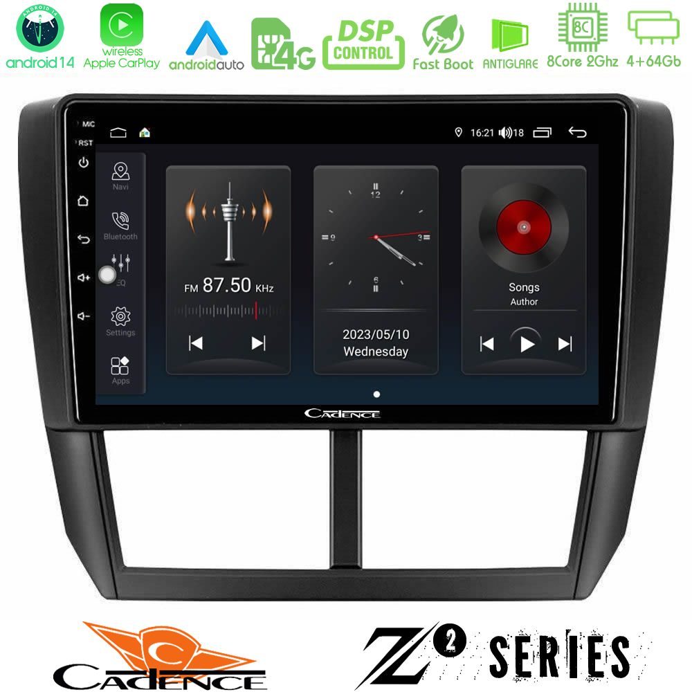 Cadence Z2 Series 8Core Android14 4+64GB Subaru Forester Navigation Multimedia Tablet 9" Με Carplay & Android Auto
