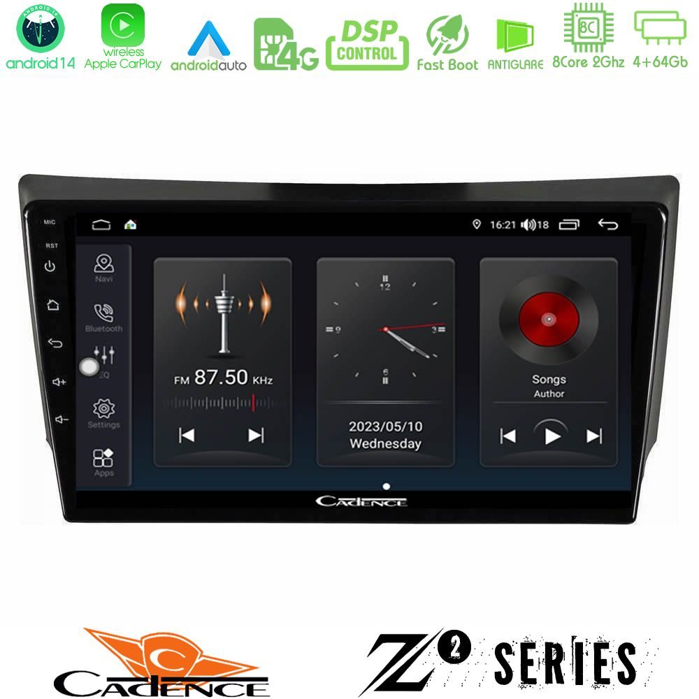Cadence Z2 Series 8Core Android14 4+64GB Ssangyong Rexton 2002-2006 Navigation Multimedia Tablet 9" Με Carplay & Android Auto