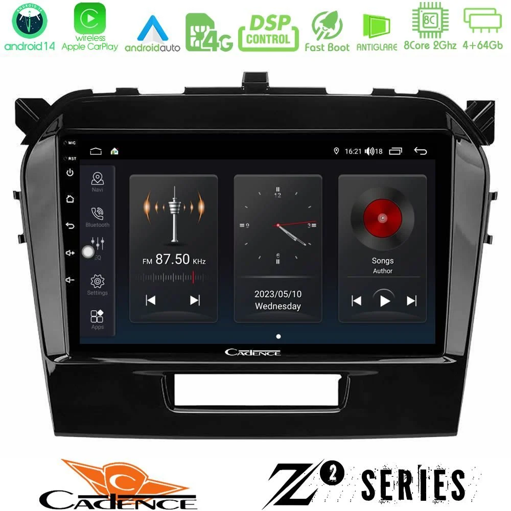 Cadence Z2 Series 8Core Android14 4+64GB  Suzuki Vitara 2015-2024 Navigation Multimedia Tablet 9" Με Carplay & Android Auto