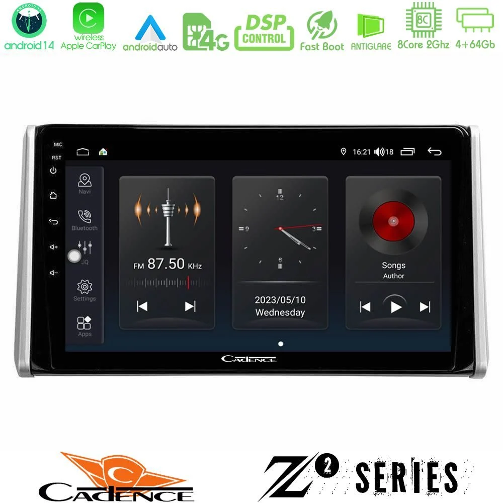 Cadence Z2 Series 8Core Android14 4+64GB  Toyota RAV4 2019-2023 Navigation Multimedia Tablet 10" Με Carplay & Android Auto