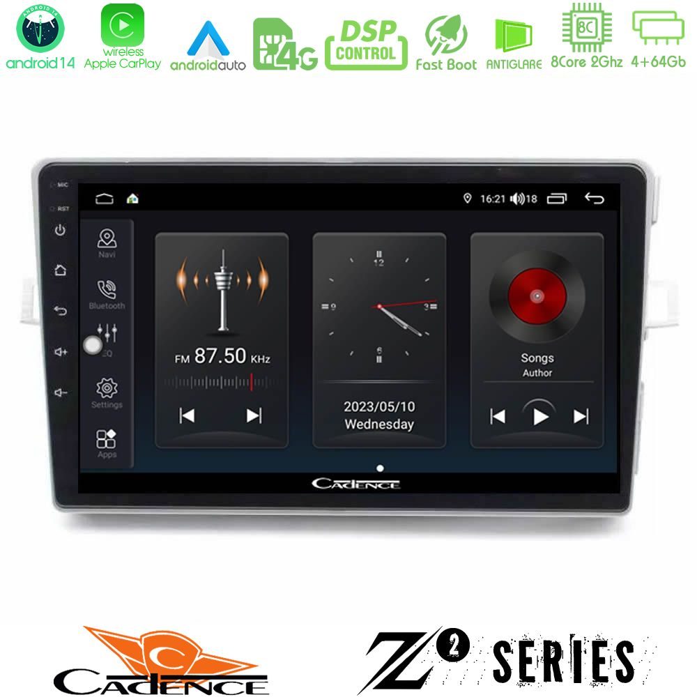 Cadence Z2 Series 8Core Android14 4+64GB Toyota Verso 2009-2018 Navigation Multimedia Tablet 9" Με Carplay & Android Auto
