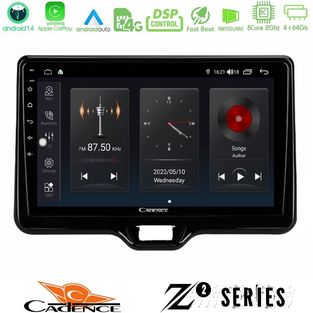 Cadence Z2 Series 8Core Android14 4+64GB Toyota Yaris Cross RHD 2020-> (Low Version) Navigation Multimedia Tablet 9" Με Carplay & Android Auto