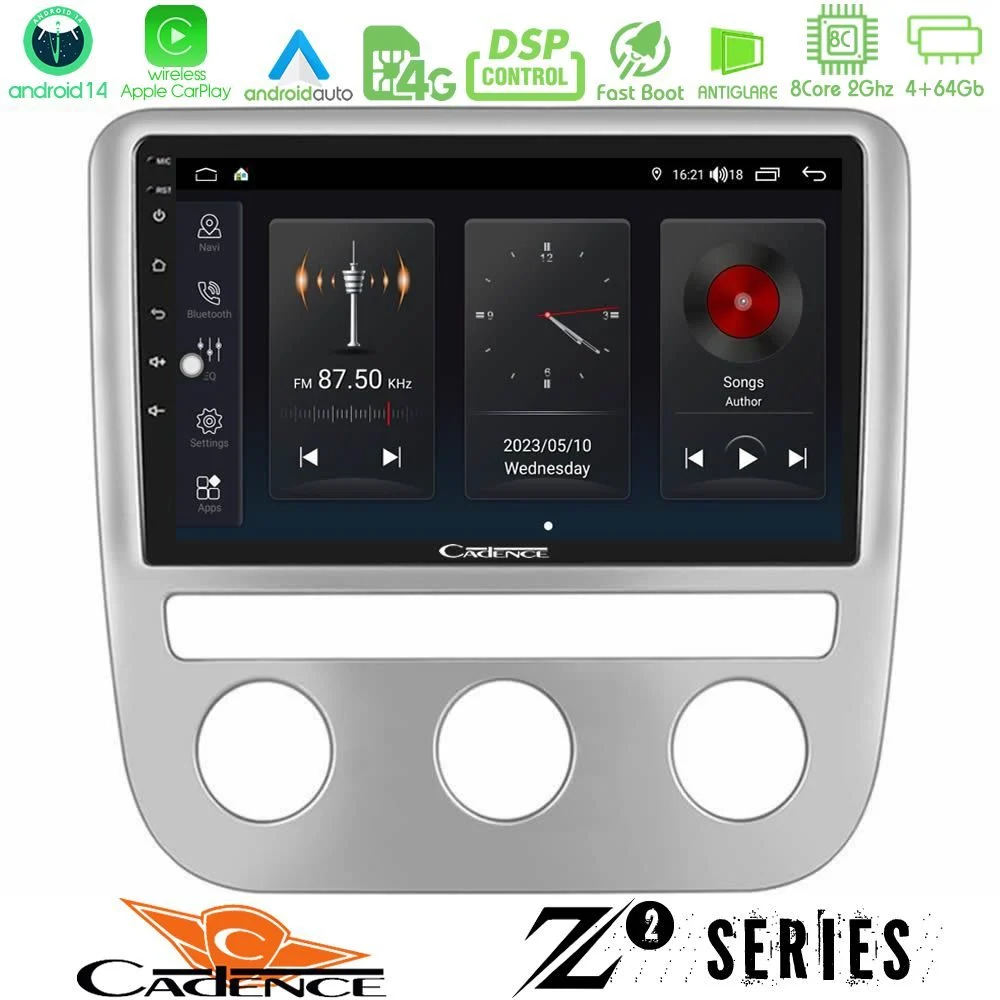 Cadence Z2 Series 8Core Android14 4+64GB  VW Scirocco 2008-2014 Navigation Multimedia Tablet 9" Με Carplay & Android Auto