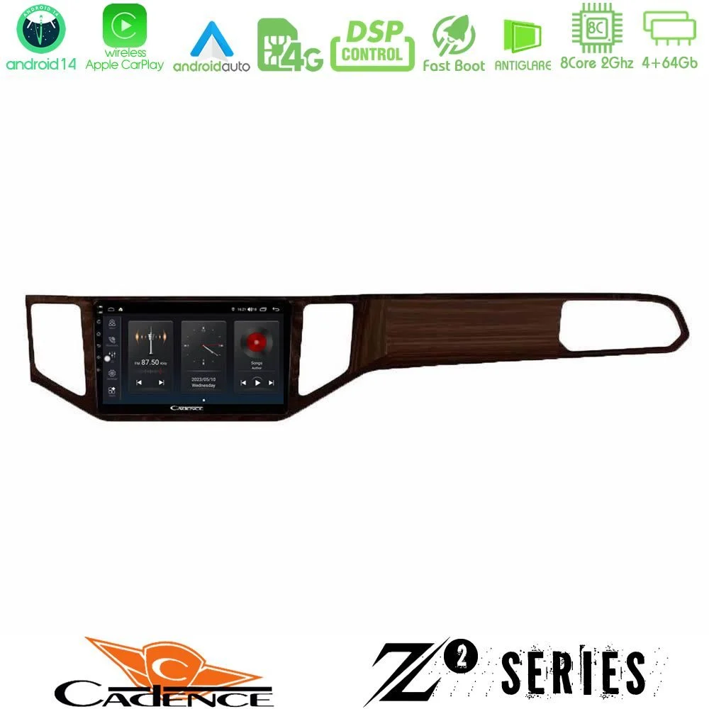 Cadence Z2 Series 8Core Android14 4+64GB  VW Sportsvan 2014-2020 Navigation Multimedia Tablet 9" (Ξύλινη απόχρωση) Με Carplay & Android Auto