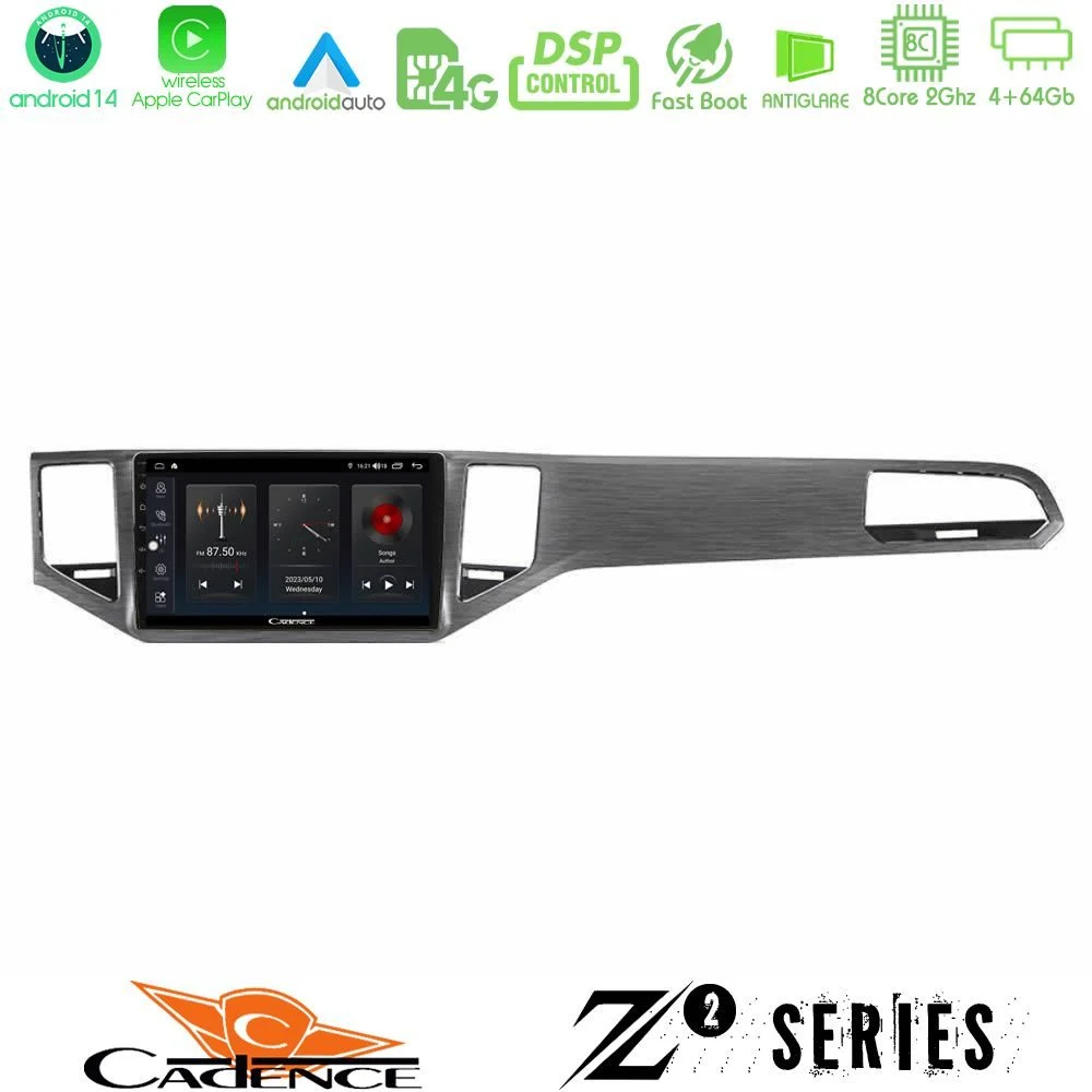 Cadence Z2 Series 8Core Android14 4+64GB     VW Sportsvan 2014-2020 Navigation Multimedia Tablet 9"  (Silver/Grey Color) Με Carplay & Android Auto