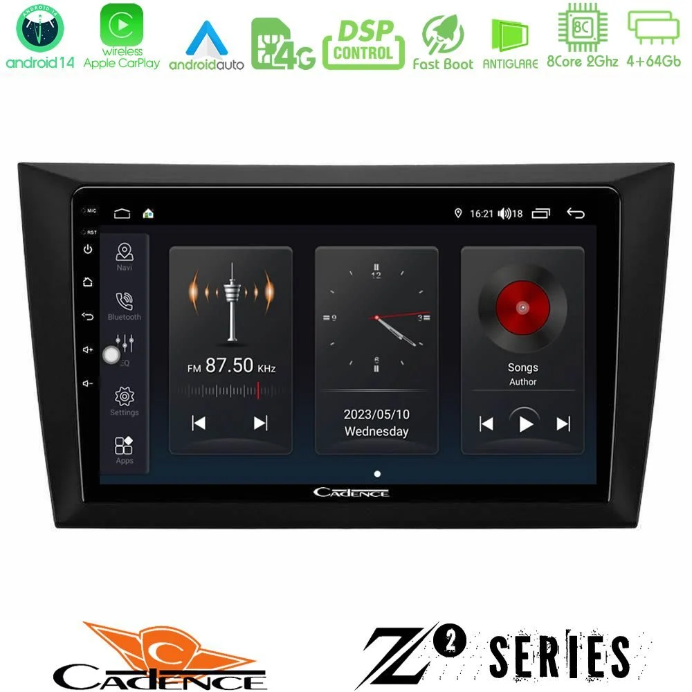 Cadence Z2 Series 8Core Android14 4+64GB Vw Golf 6 Navigation Multimedia Tablet 9" Με Carplay & Android Auto