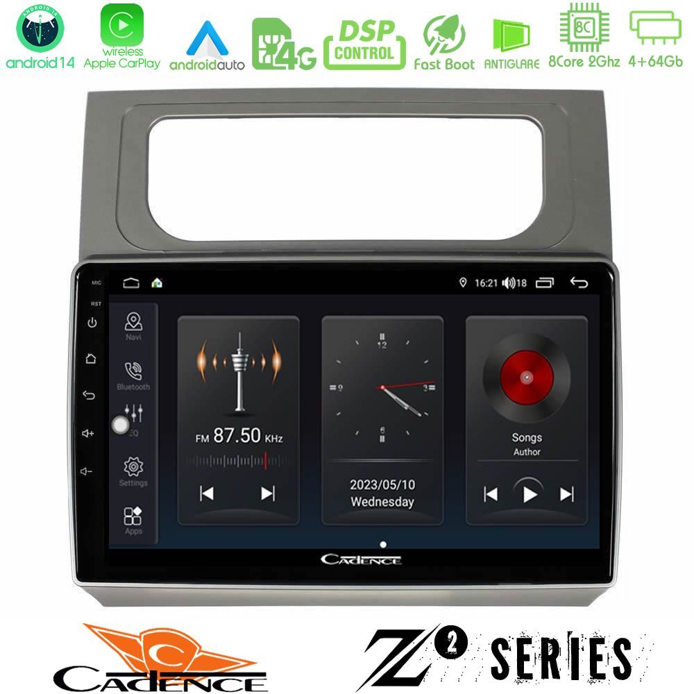 Cadence Z2 Series 8Core Android14 4+64GB  VW Touran 2011-2015 Navigation Multimedia Tablet 10" Με Carplay & Android Auto