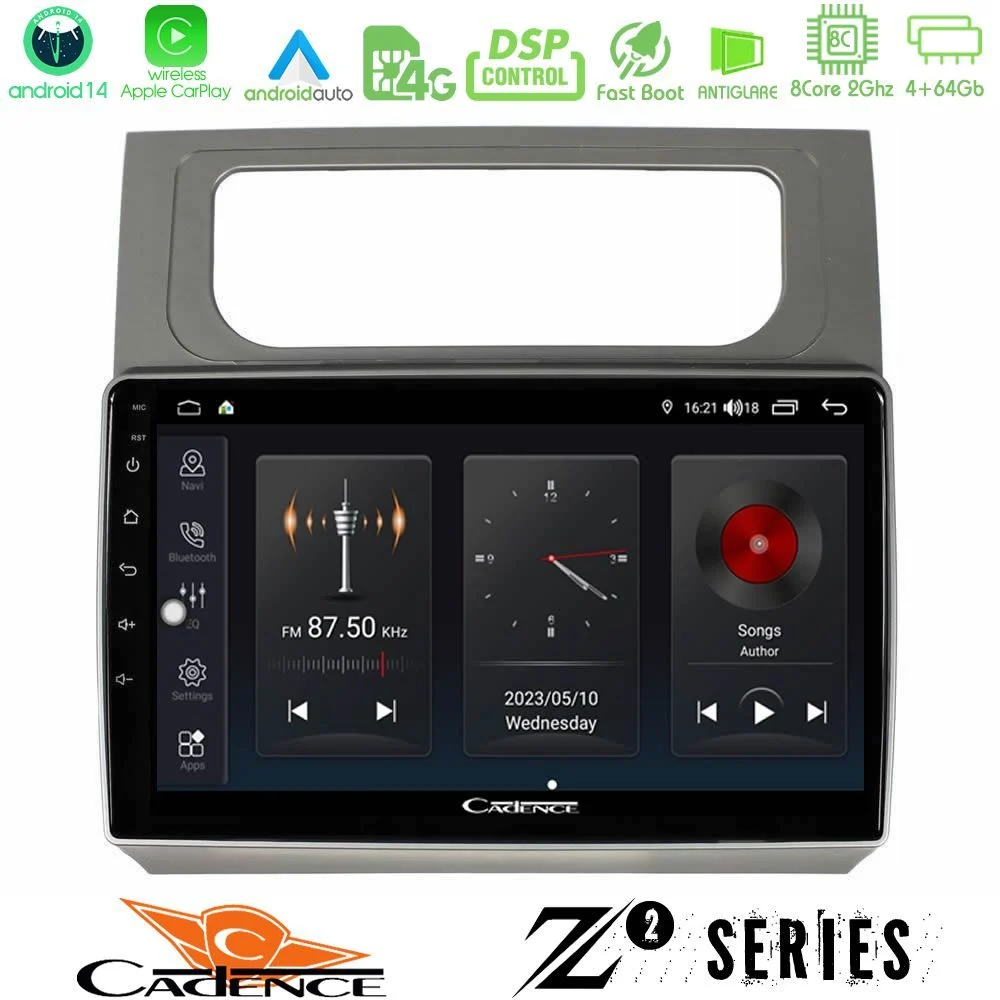 Cadence Z2 Series 8Core Android14 4+64GB  VW Touran 2011-2015 Navigation Multimedia Tablet 10" Με Carplay & Android Auto