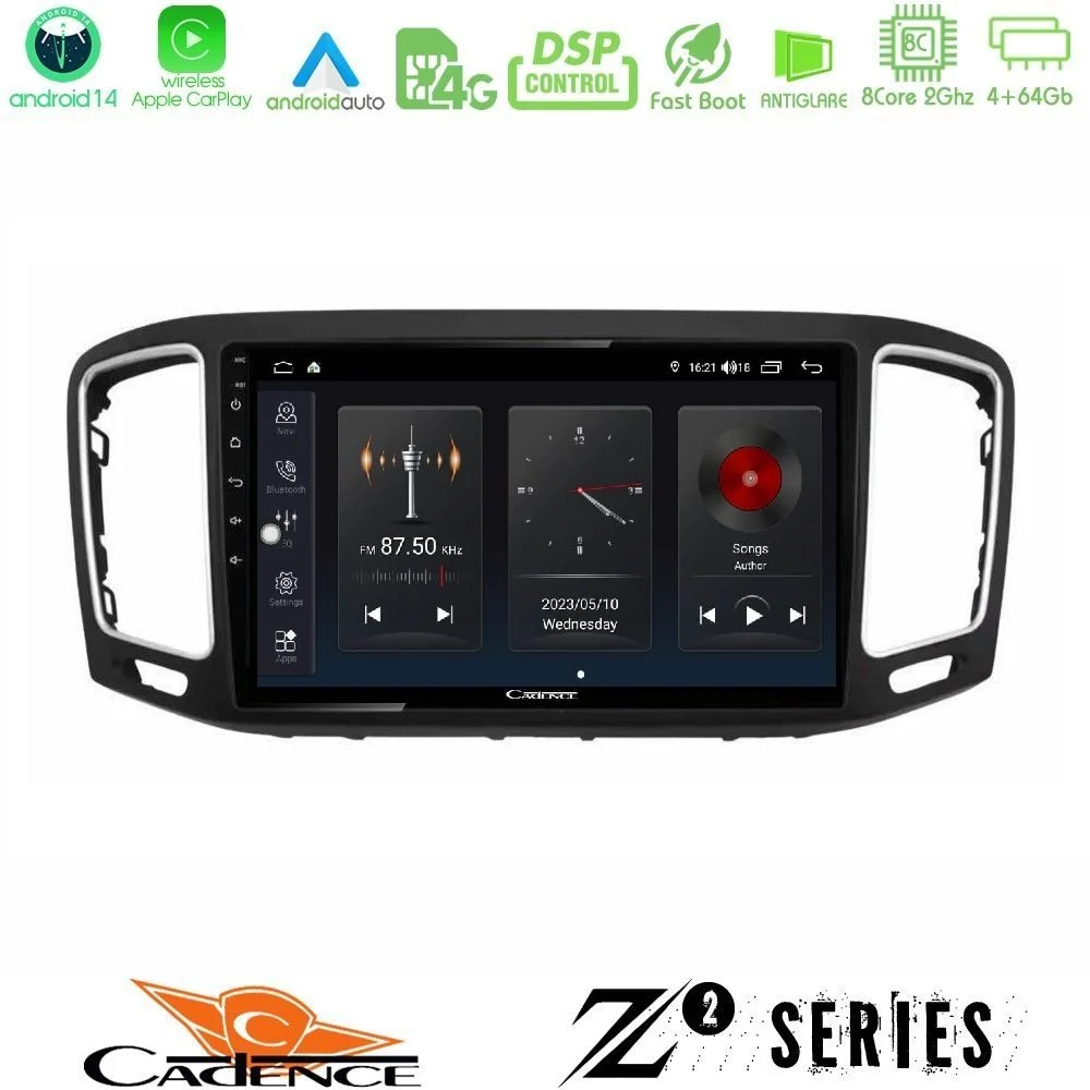 Cadence Z2 Series 8Core Android14 4+64GB VW Sharan 2010-2015 Navigation Multimedia Tablet 9" Με Carplay & Android Auto