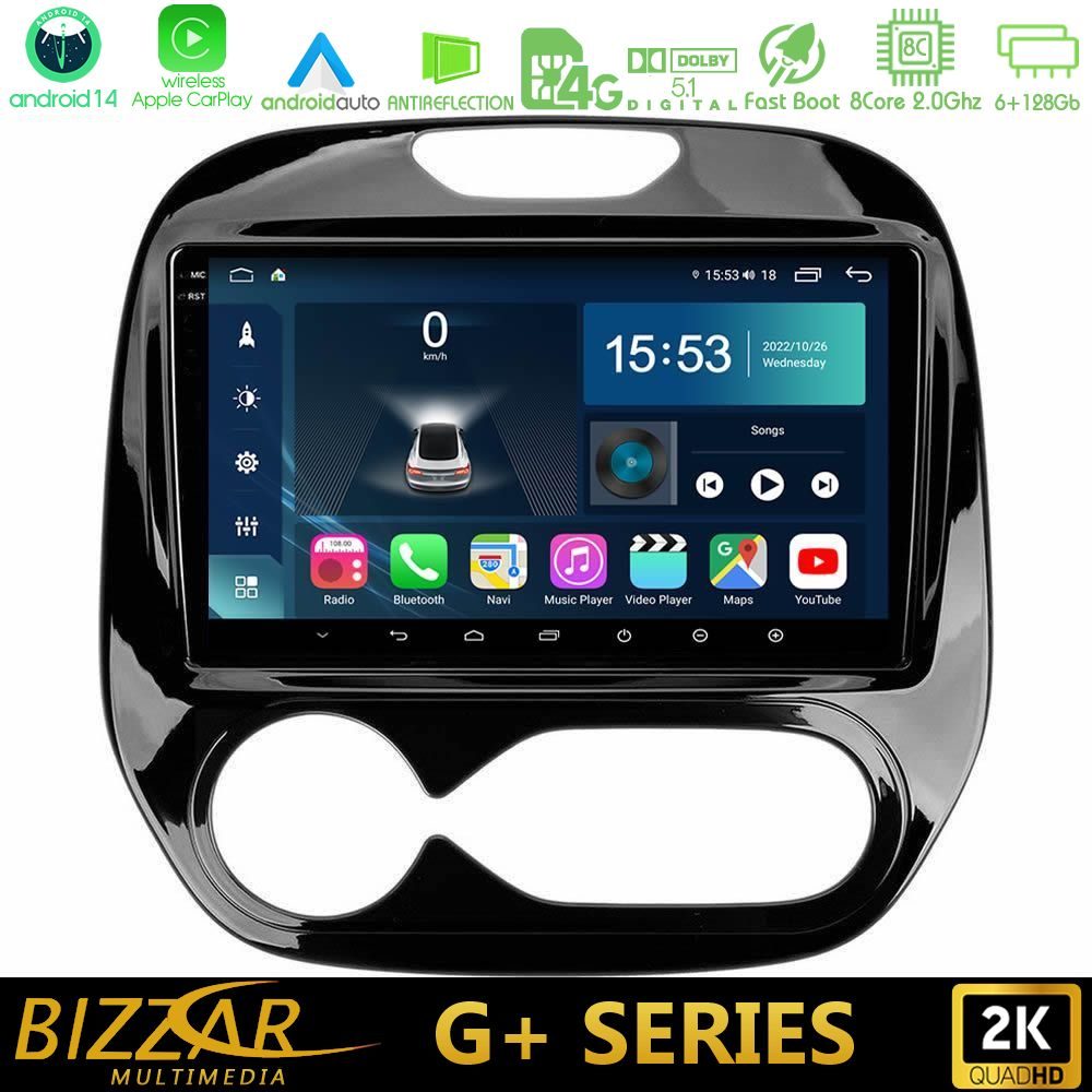 Bizzar G+ Series Renault Captur 2013-2019 (Auto AC) 8core Android14 6+128GB Navigation Multimedia Tablet 9"