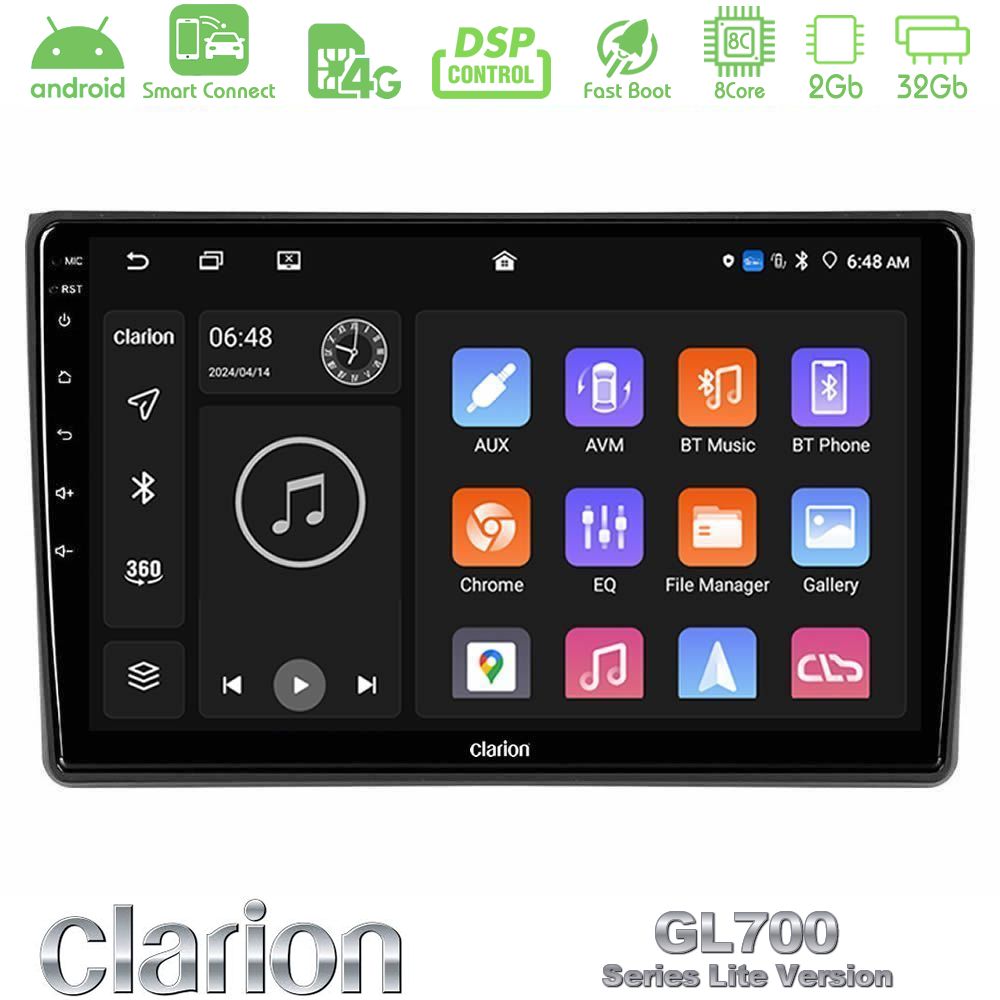 Clarion GL700 Lite Series 8Core Android ClarionOS 2+32GB Audi A4 B7 Navigation Multimedia Tablet 9" Με Carplay & Android Auto