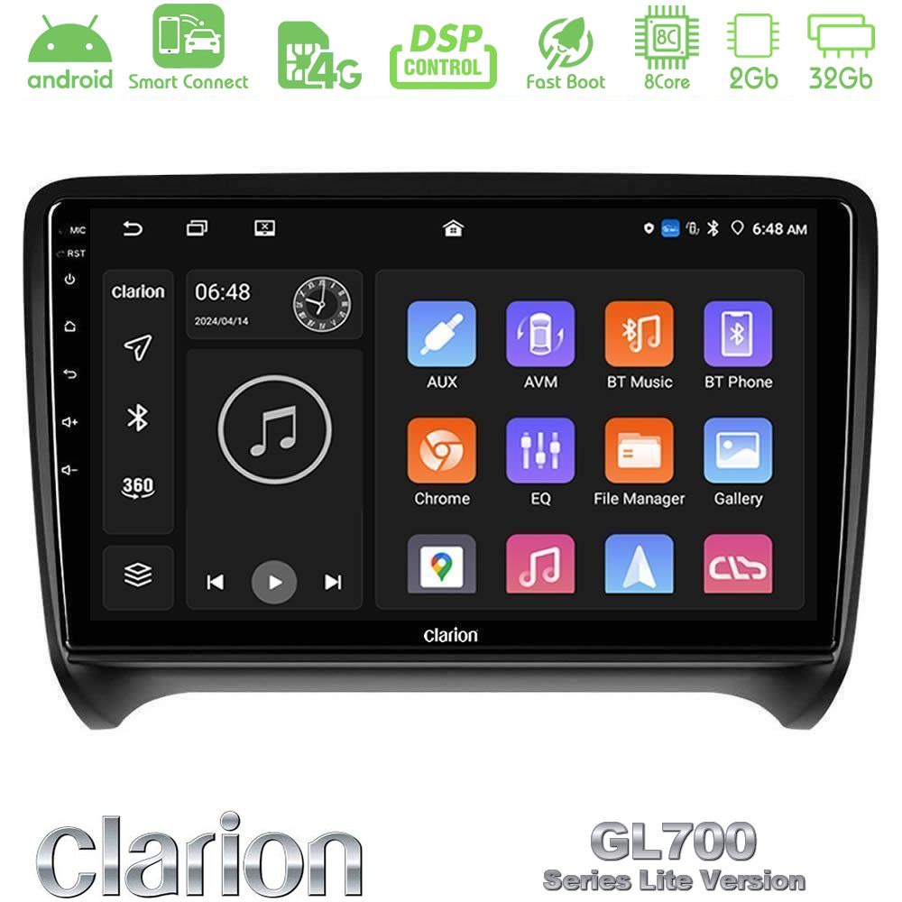 Clarion GL700 Lite Series 8Core Android ClarionOS 2+32GB Audi TT B7 Navigation Multimedia Tablet 9" Με Carplay & Android Auto