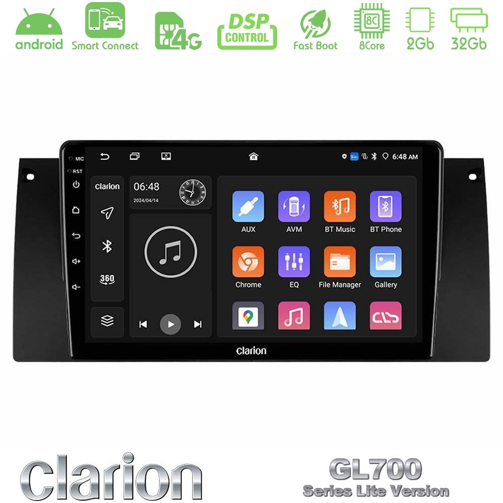 Clarion GL700 Lite Series 8Core Android ClarionOS 2+32GB BMW 5 Series (E39) / X5 (E53) Navigation Multimedia Tablet 9" Με Carplay & Android Auto