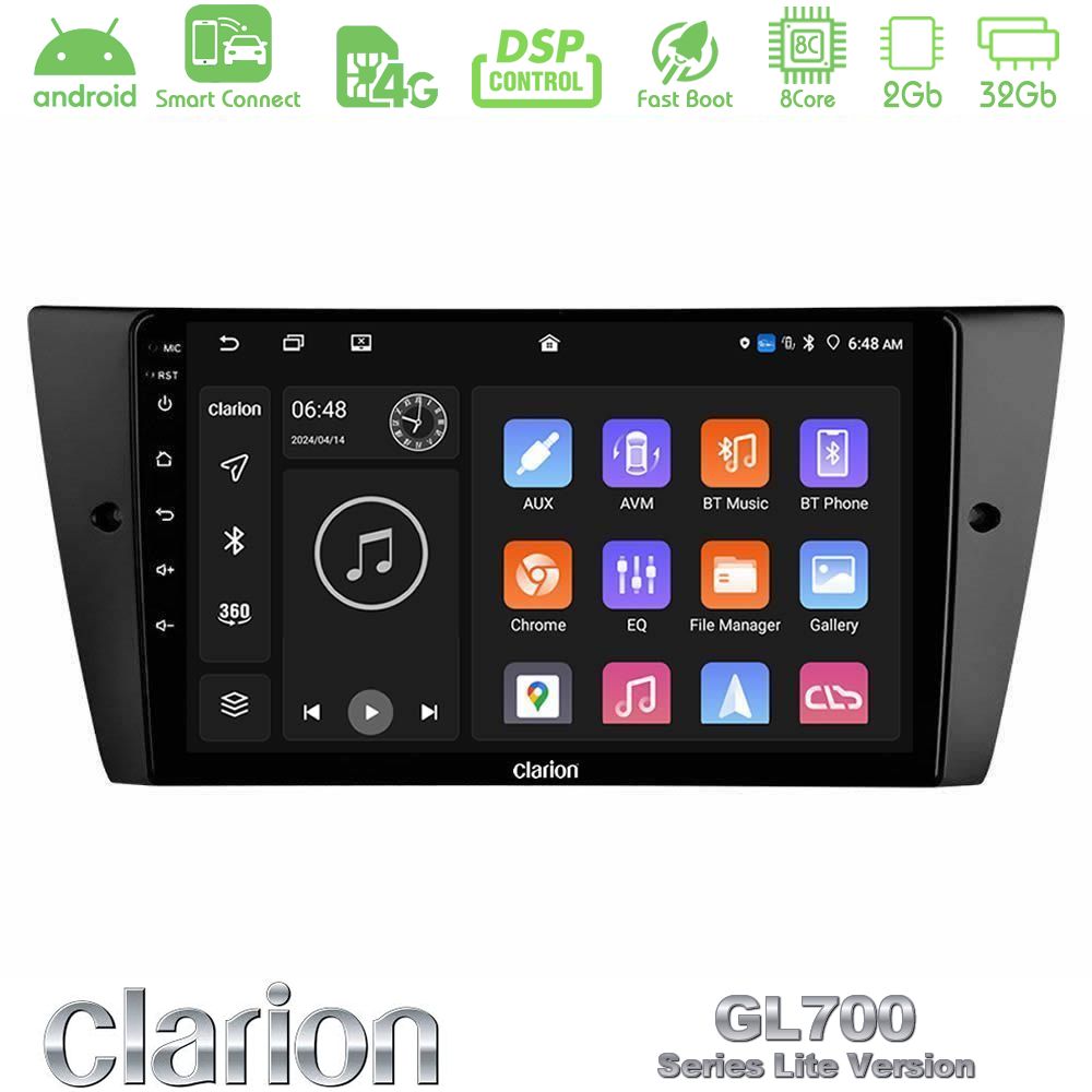 Clarion GL700 Lite Series 8Core Android ClarionOS 2+32GB BMW 3 Series 2006-2011 Navigation Multimedia Tablet 9" Με Carplay & Android Auto