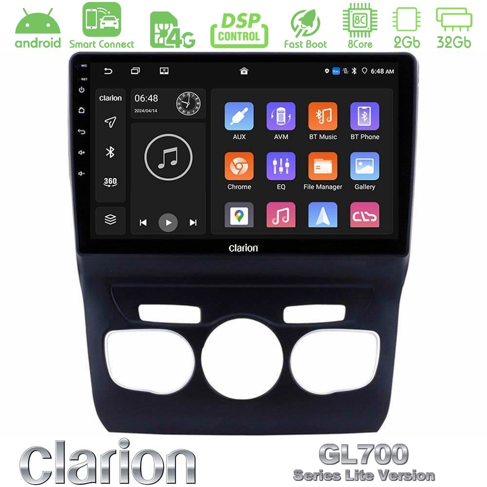 Clarion GL700 Lite Series 8Core Android ClarionOS 2+32GB Citroen C4L Navigation Multimedia Tablet 10" Με Carplay & Android Auto