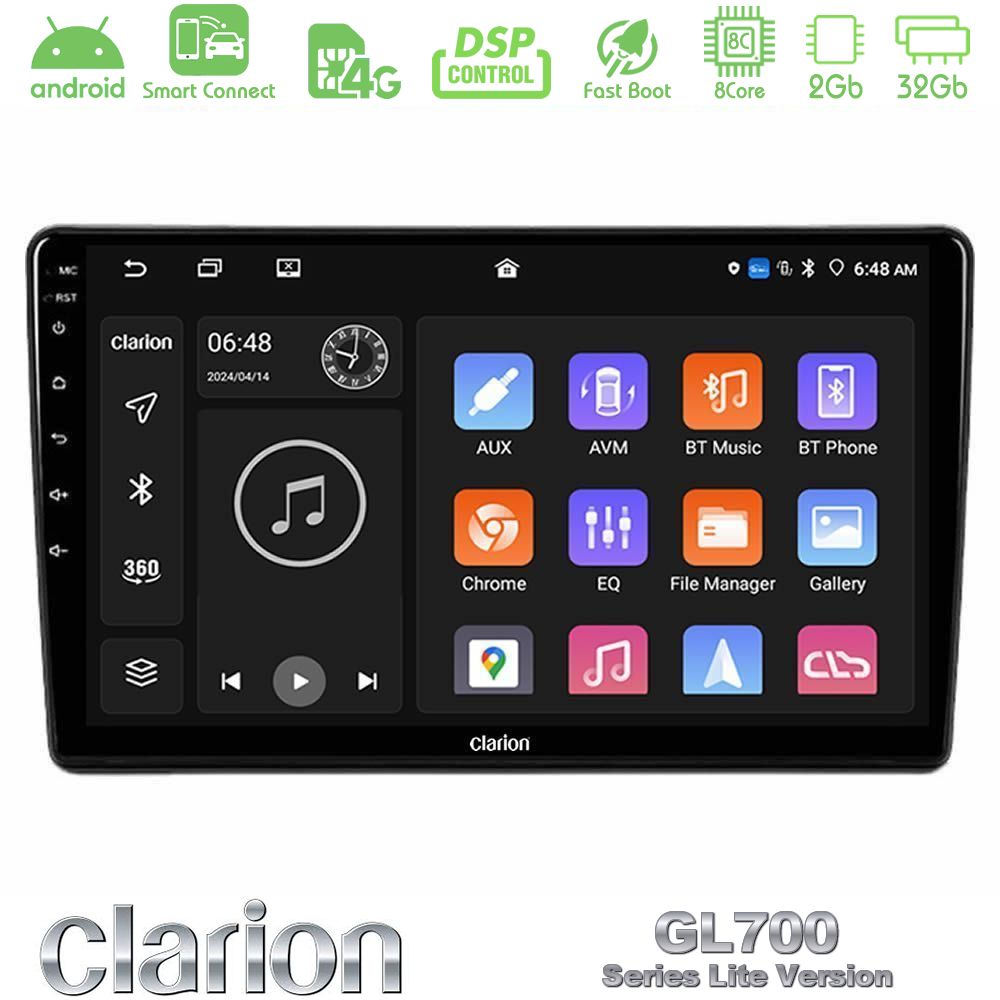Clarion GL700 Lite Series 8Core Android ClarionOS 2+32GB Peugeot Partner / Citroen Berlingo 2008-2018 Navigation Multimedia Tablet 9" Με Carplay & Android Auto