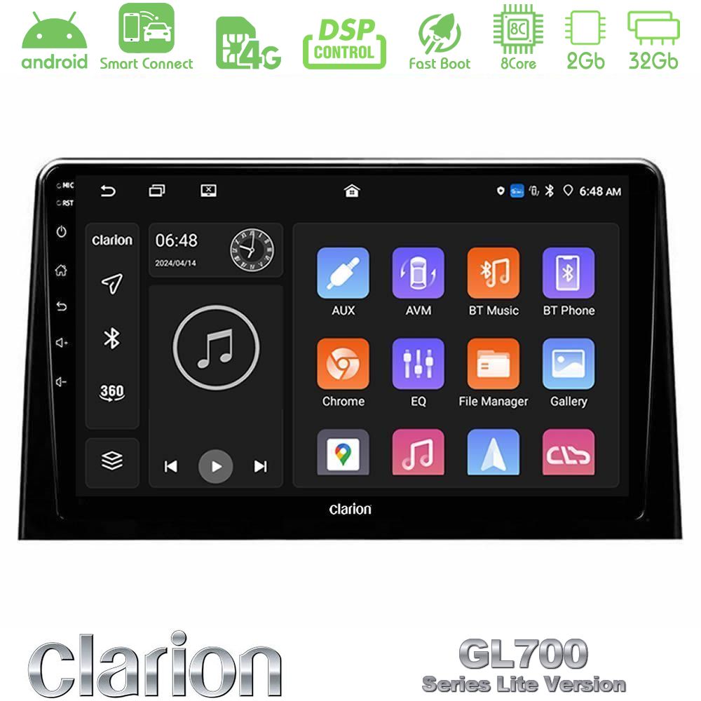 Clarion GL700 Lite Series 8Core Android ClarionOS 2+32GB Peugeot Partner / Citroen Berlingo 2020-> Navigation Multimedia Tablet 10" Με Carplay & Android Auto