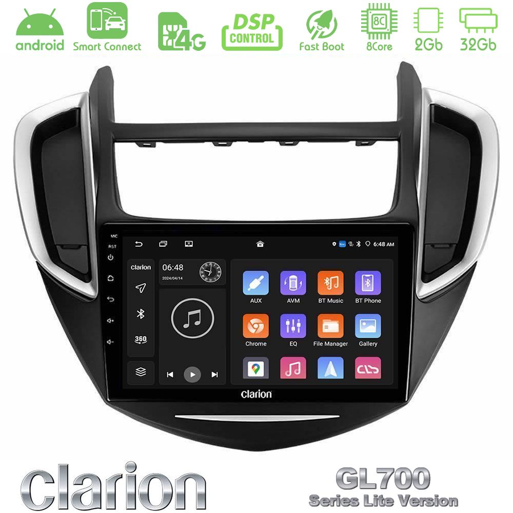 Clarion GL700 Lite Series 8Core Android ClarionOS 2+32GB Chevrolet Trax 2013-2020 Navigation Multimedia Tablet 9" Με Carplay & Android Auto
