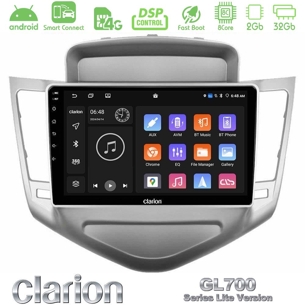 Clarion GL700 Lite Series 8Core Android ClarionOS 2+32GB Chevrolet Cruze 2009-2012 Navigation Multimedia Tablet 9" Με Carplay & Android Auto
