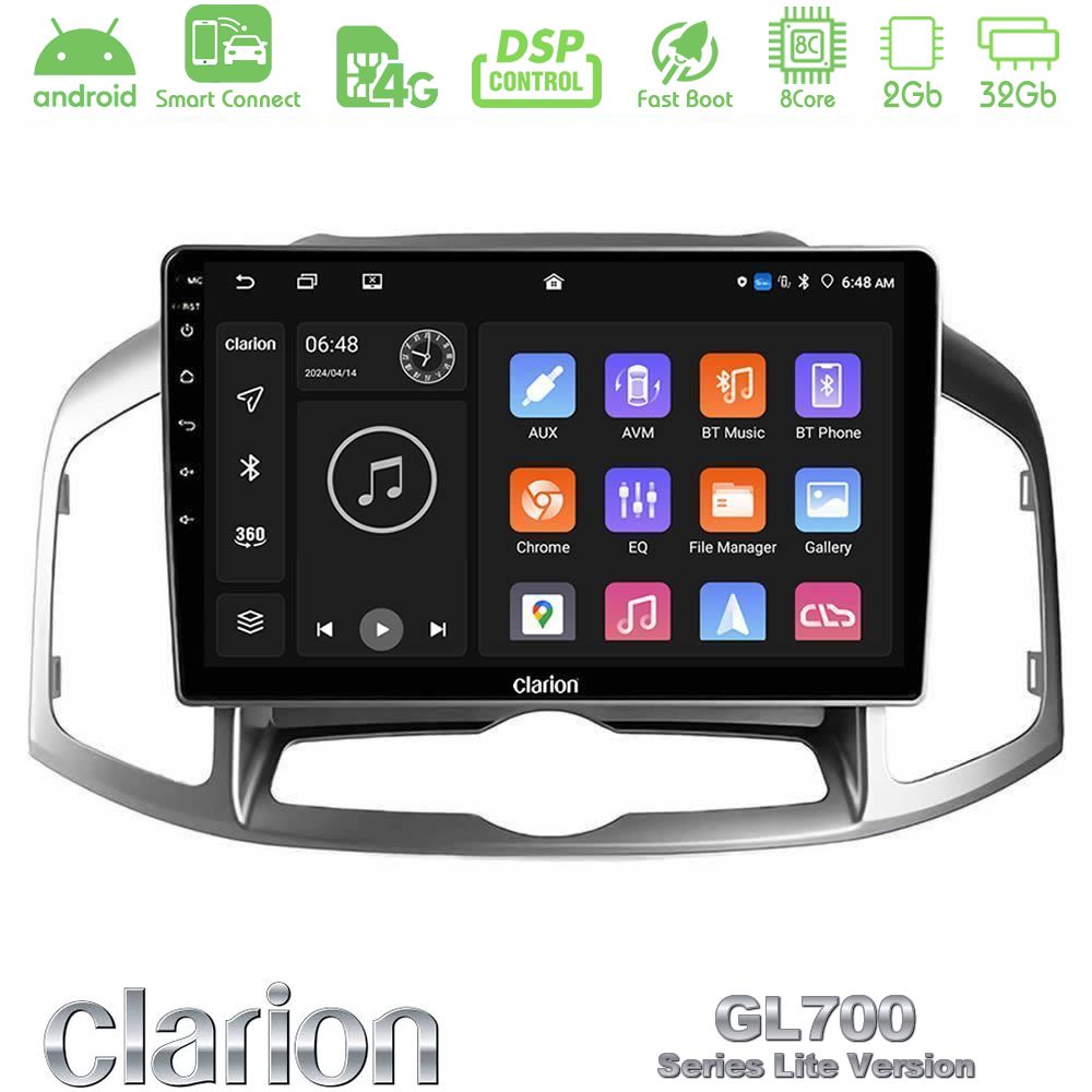 Clarion GL700 Lite Series 8Core Android ClarionOS 2+32GB Chevrolet Captiva 2012-2016 Navigation Multimedia Tablet 10" Με Carplay & Android Auto