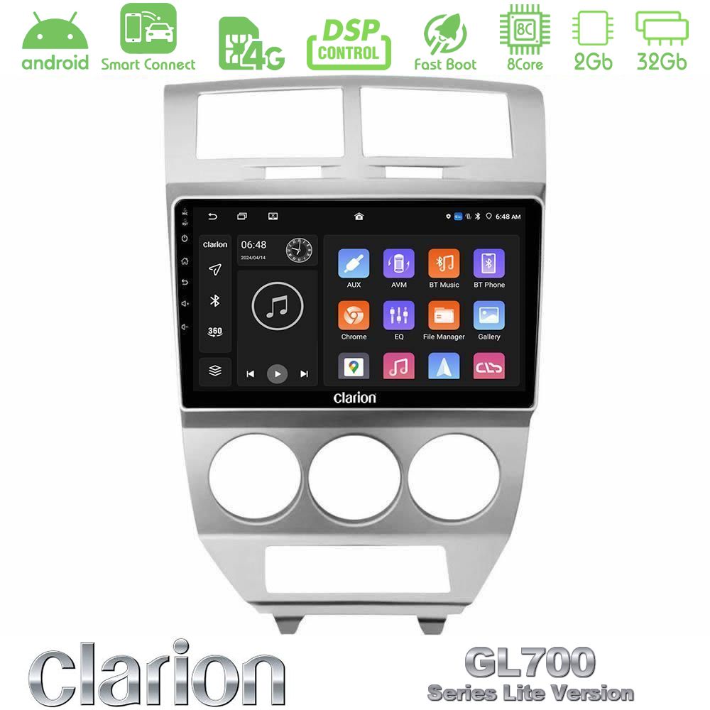Clarion GL700 Lite Series 8Core Android ClarionOS 2+32GB Dodge Caliber 2006-2011 Navigation Multimedia Tablet 10" Με Carplay & Android Auto
