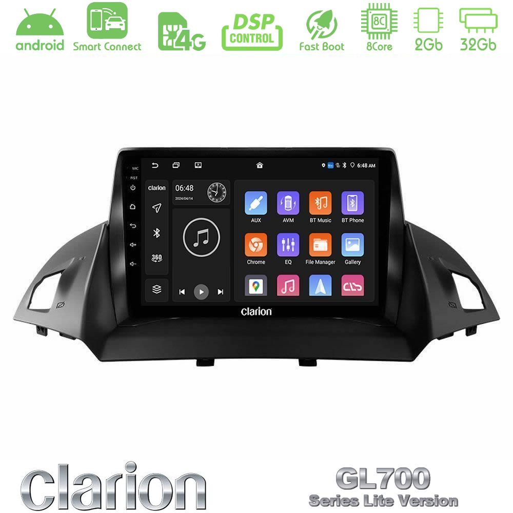 Clarion GL700 Lite Series 8Core Android ClarionOS 2+32GB Ford C-Max/Kuga Navigation Multimedia Tablet 9" Με Carplay & Android Auto