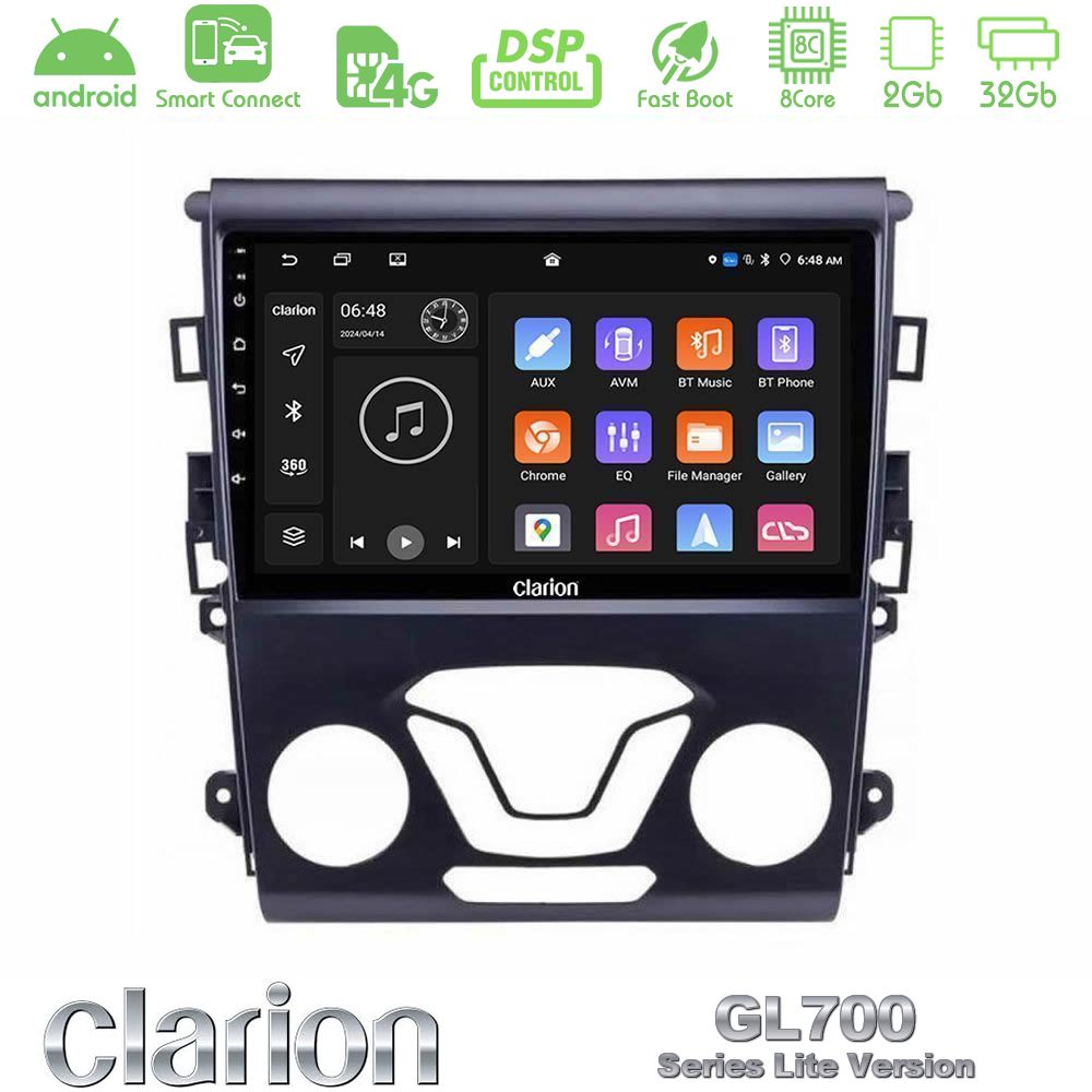Clarion GL700 Lite Series 8Core Android ClarionOS 2+32GB Ford Mondeo 2014-2017 Navigation Multimedia Tablet 9" Με Carplay & Android Auto