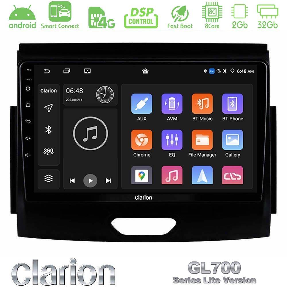 Clarion GL700 Lite Series 8Core Android ClarionOS 2+32GB Ford Ranger 2017-2022 Navigation Multimedia Tablet 9" Με Carplay & Android Auto