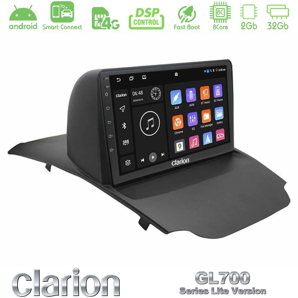 Clarion GL700 Lite Series 8Core Android ClarionOS 2+32GB Ford Ecosport 2014-2017 Navigation Multimedia Tablet 9" Με Carplay & Android Auto