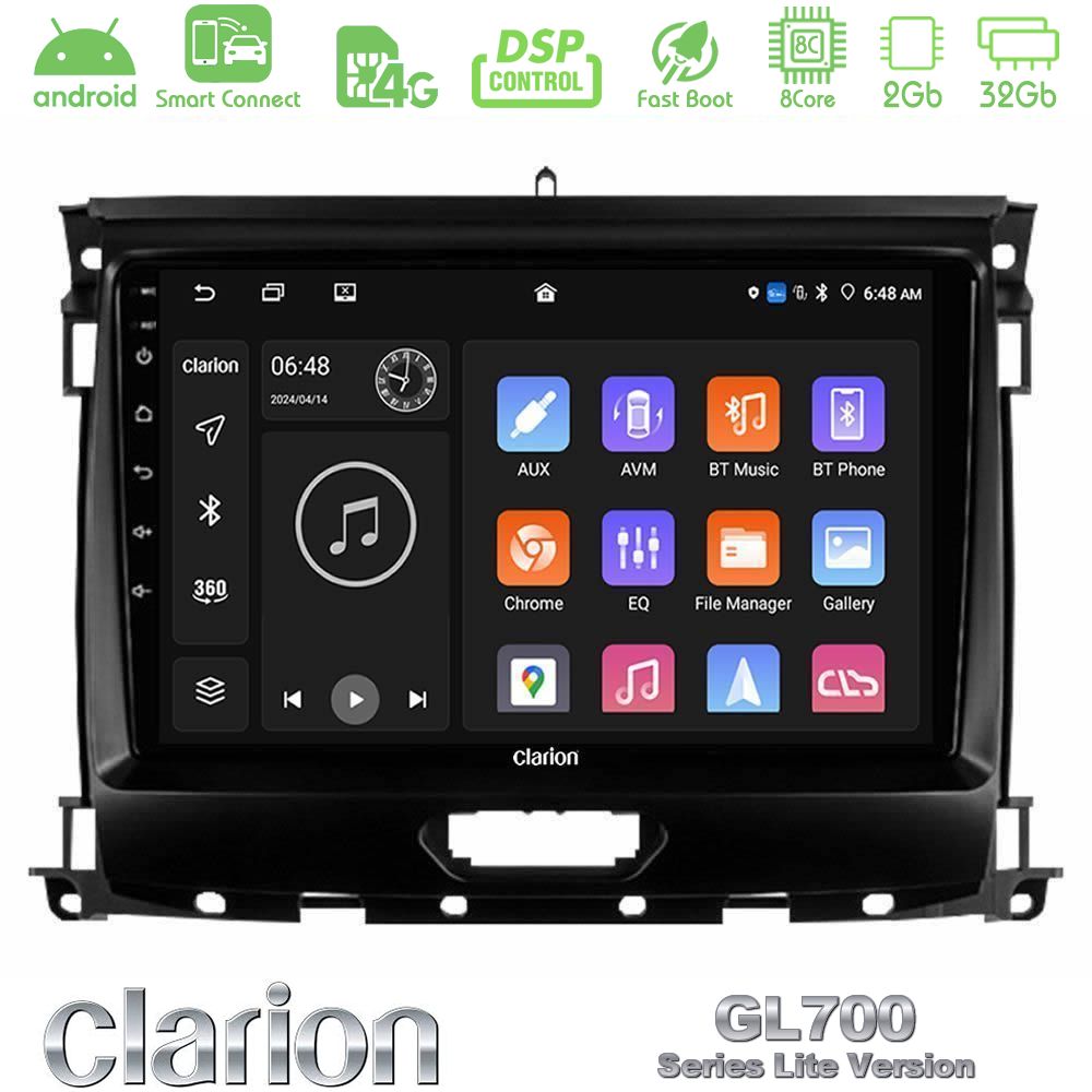 Clarion GL700 Lite Series 8Core Android ClarionOS 2+32GB Ford Ranger 2017-2022 Navigation Multimedia Tablet 9" Με Carplay & Android Auto