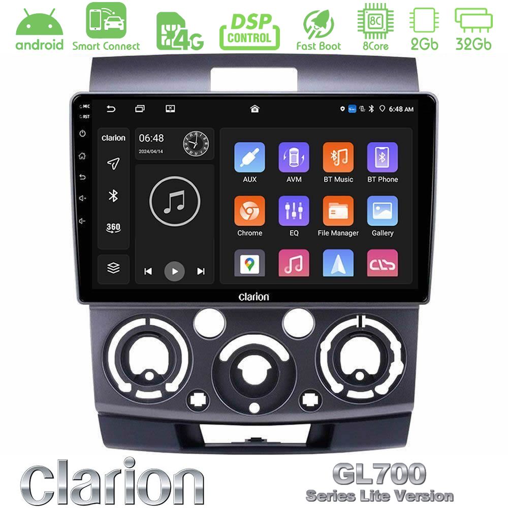 Clarion GL700 Lite Series 8Core Android ClarionOS 2+32GB Ford Ranger/Mazda BT50 Navigation Multimedia Tablet 9" Με Carplay & Android Auto
