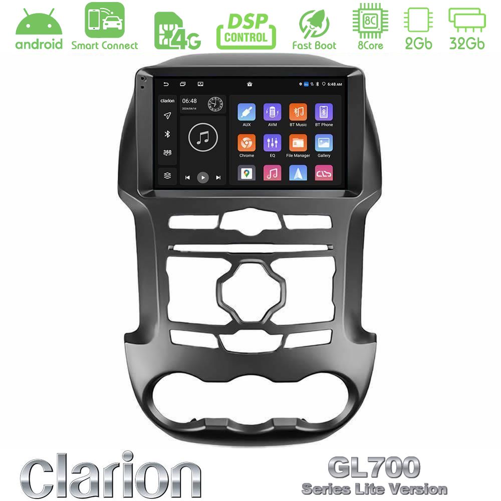 Clarion GL700 Lite Series 8Core Android ClarionOS 2+32GB Ford Ranger 2012-2016 Navigation Multimedia Tablet 9" Με Carplay & Android Auto