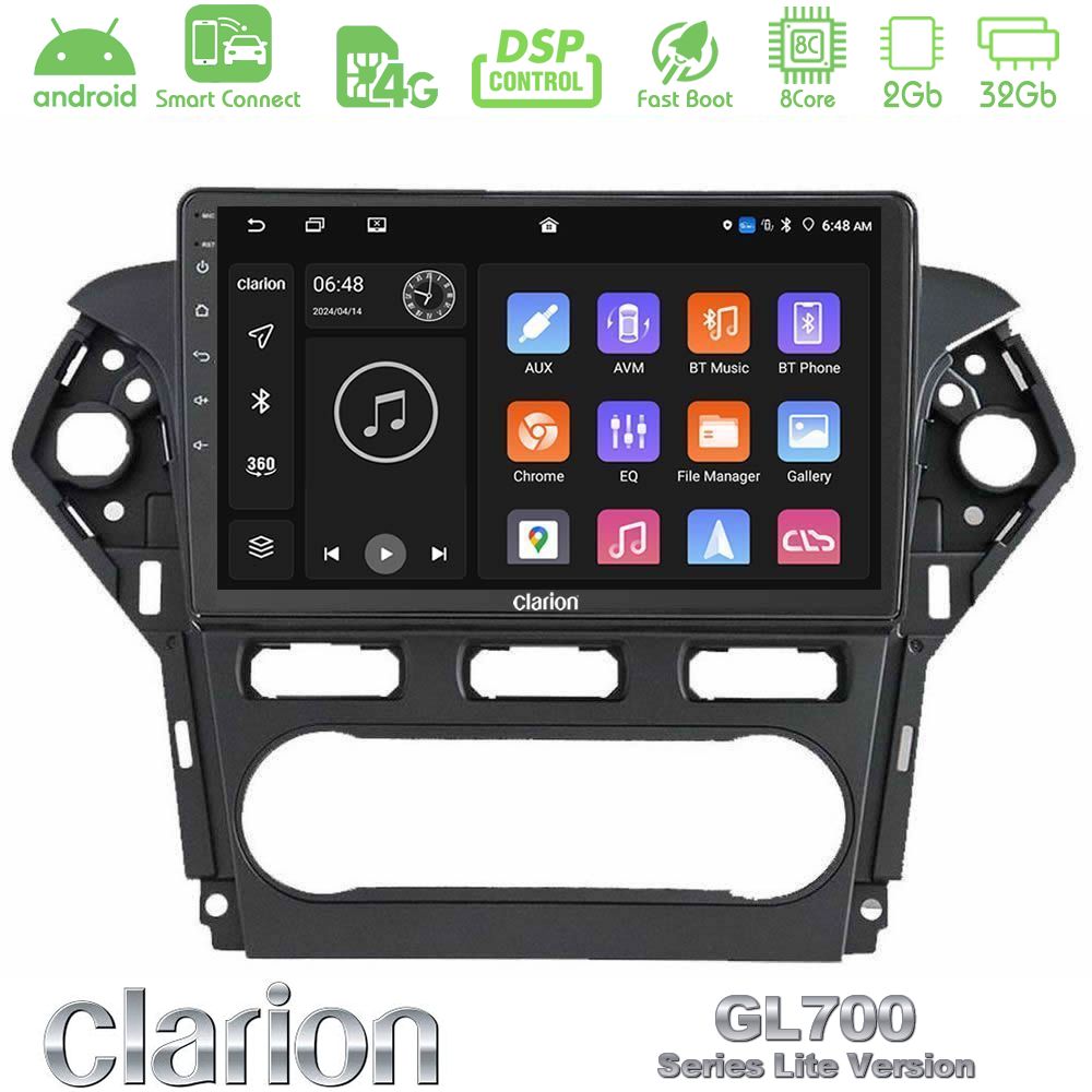 Clarion GL700 Lite Series 8Core Android ClarionOS 2+32GB Ford Mondeo 2011-2014 Navigation Multimedia Tablet 10" Με Carplay & Android Auto