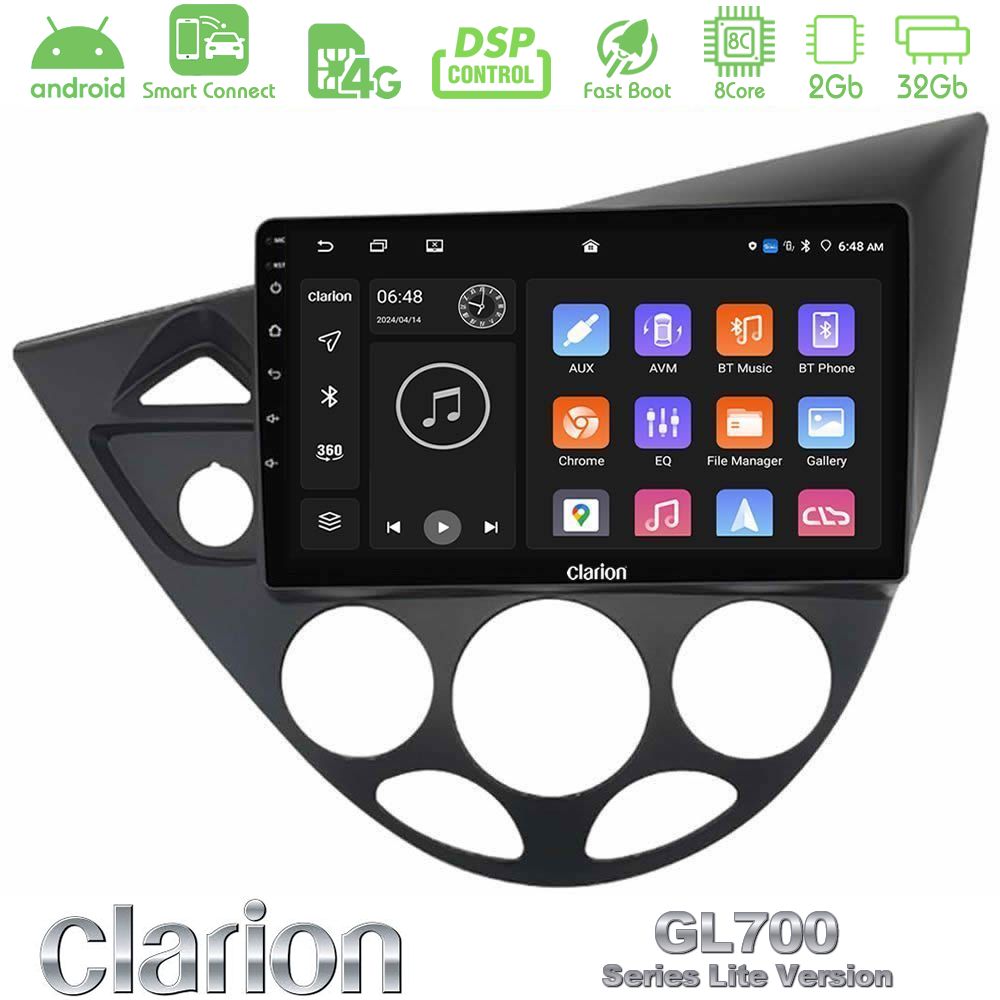 Clarion GL700 Lite Series 8Core Android ClarionOS 2+32GB Ford Focus 1999-2004 Navigation Multimedia Tablet 9" Με Carplay & Android Auto