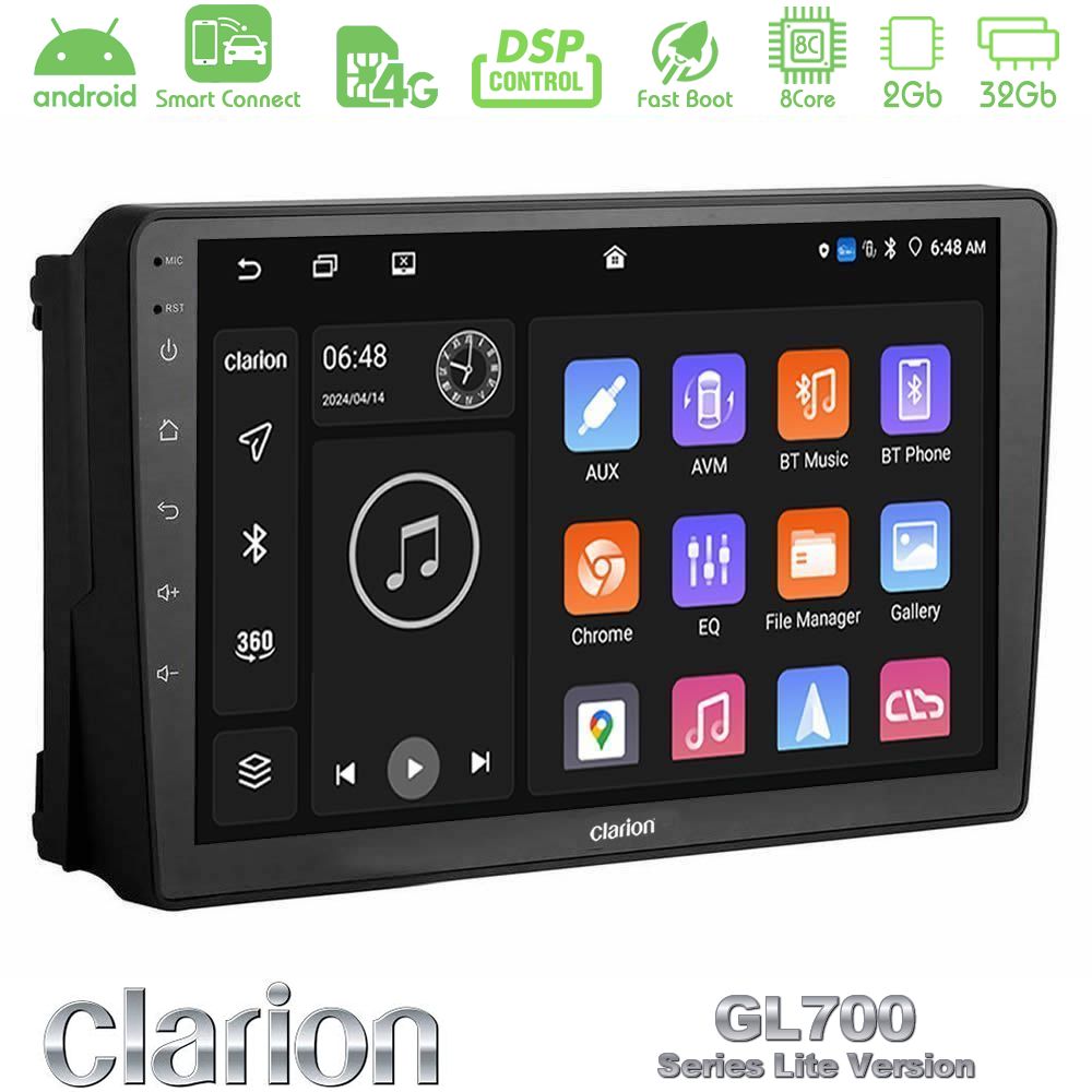 Clarion GL700 Lite Series 8Core Android ClarionOS 2+32GB Ford 2007-> Navigation Multimedia Tablet 9" Με Carplay & Android Auto