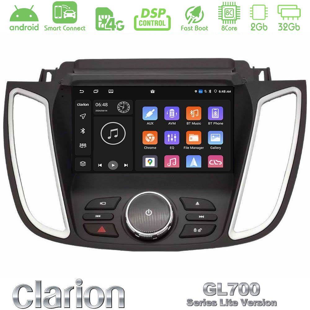 Clarion GL700 Lite Series 8Core Android ClarionOS 2+32GB Ford Kuga/C-Max 2013-2019 Navigation Multimedia Tablet 9" Με Carplay & Android Auto