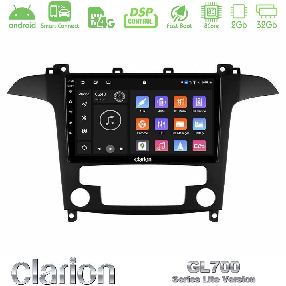 Clarion GL700 Lite Series 8Core Android ClarionOS 2+32GB Ford S-Max 2006-2012 Navigation Multimedia Tablet 9" Με Carplay & Android Auto
