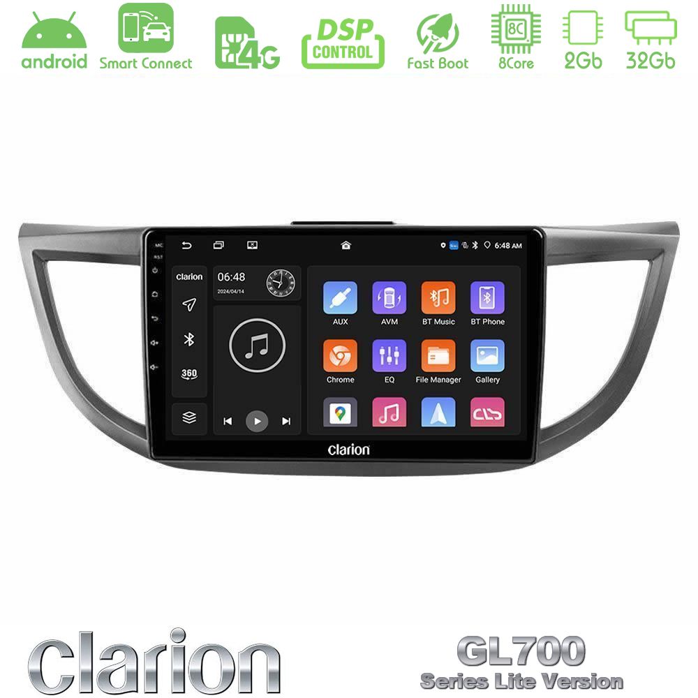 Clarion GL700 Lite Series 8Core Android ClarionOS 2+32GB Honda CRV 2012-2017 Navigation Multimedia Tablet 9" Με Carplay & Android Auto