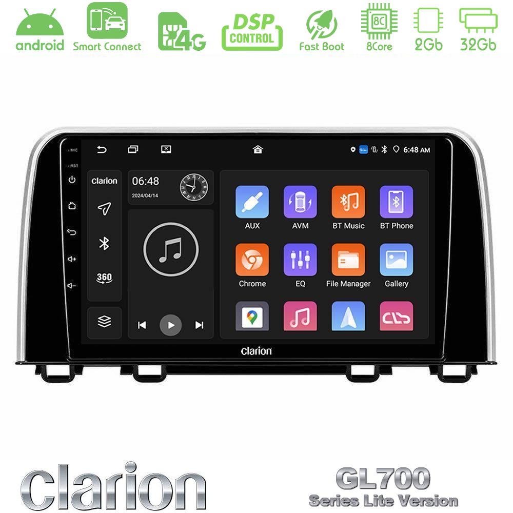 Clarion GL700 Lite Series 8Core Android ClarionOS 2+32GB Honda CR-V 2019-> Navigation Multimedia Tablet 10" Με Carplay & Android Auto