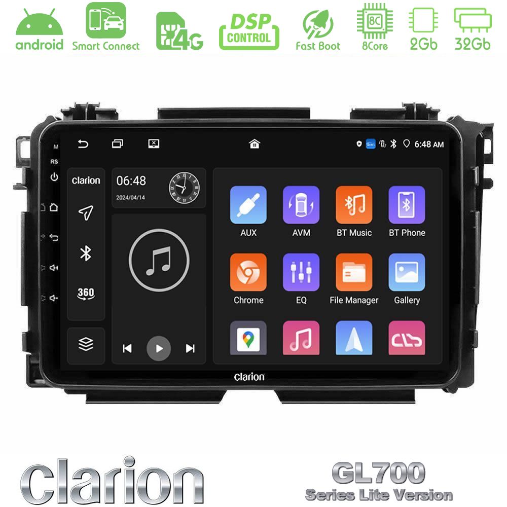 Clarion GL700 Lite Series 8Core Android ClarionOS 2+32GB Honda HR-V Navigation Multimedia Tablet 9" Με Carplay & Android Auto