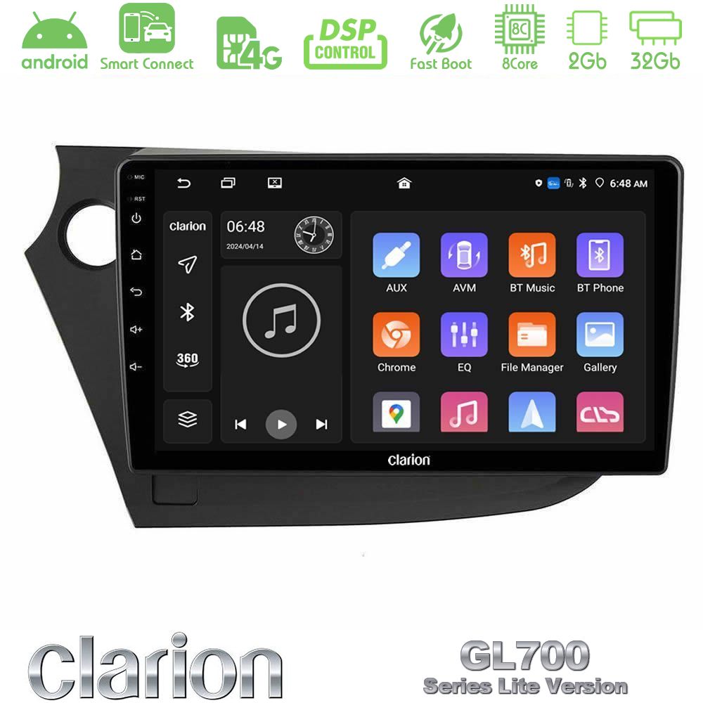 Clarion GL700 Lite Series 8Core Android ClarionOS 2+32GB Honda Insight 2009-2015 Navigation Multimedia Tablet 9" Με Carplay & Android Auto