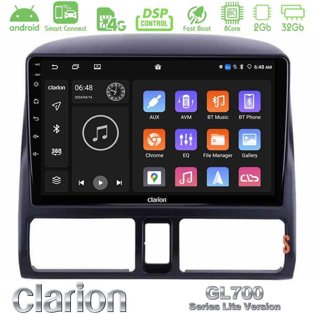 Clarion GL700 Lite Series 8Core Android ClarionOS 2+32GB Honda CRV 2002-2006 Navigation Multimedia Tablet 9" Με Carplay & Android Auto