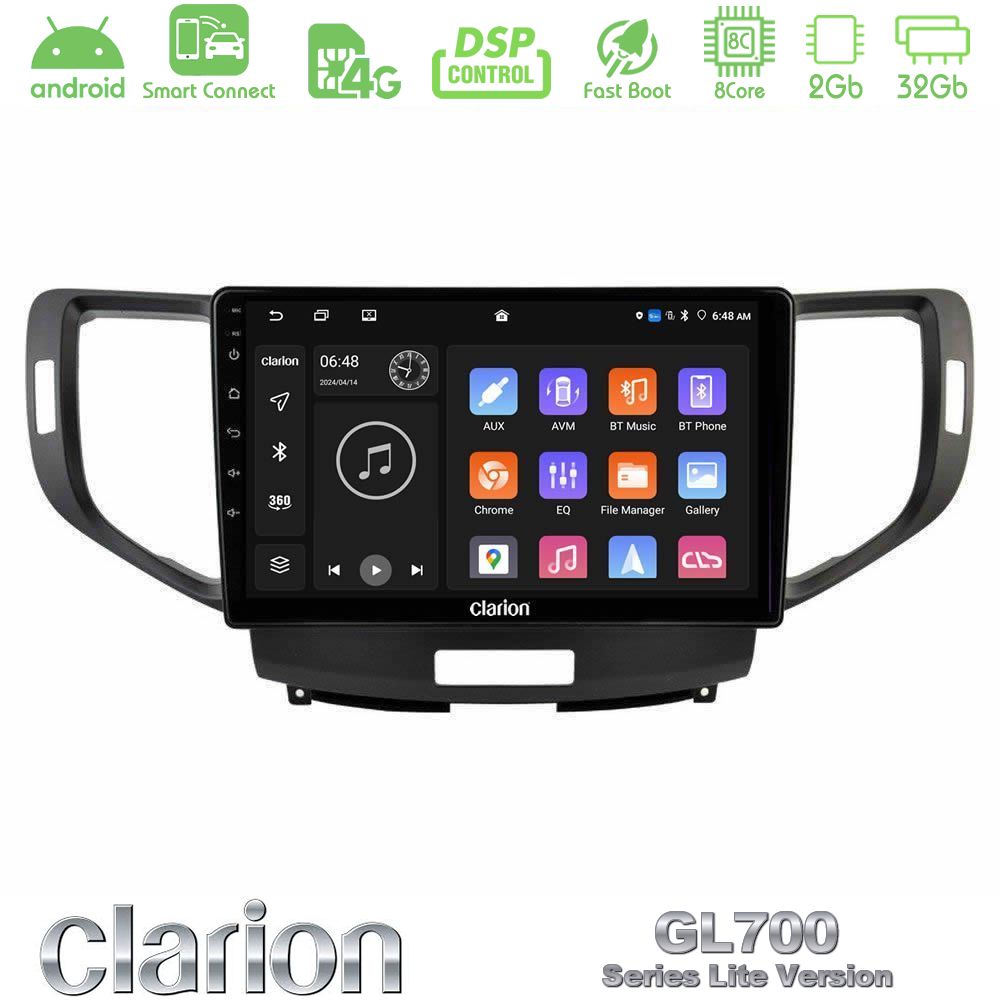 Clarion GL700 Lite Series 8Core Android ClarionOS 2+32GB Honda Accord 2008-2015 Navigation Multimedia Tablet 9" Με Carplay & Android Auto