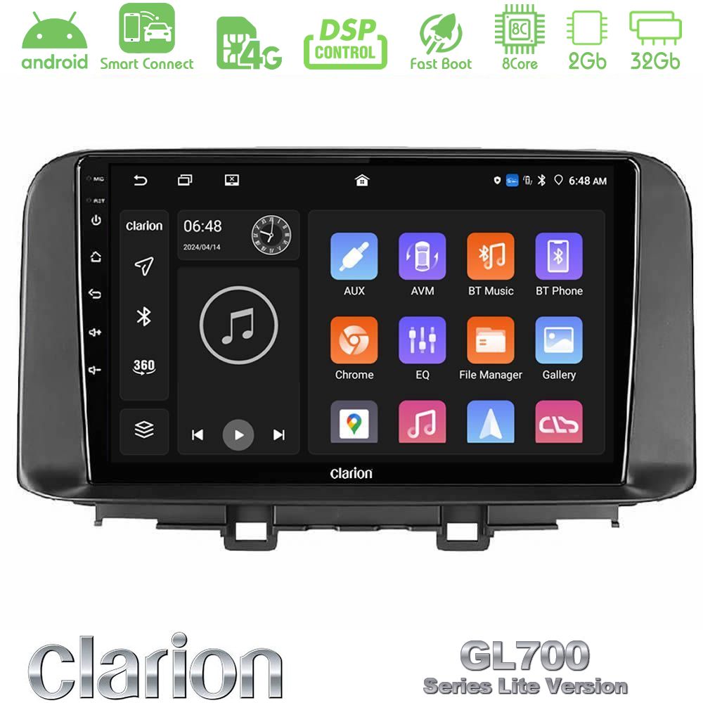 Clarion GL700 Lite Series 8Core Android ClarionOS 2+32GB Hyundai Kona 2018-2023 Navigation Multimedia Tablet 10" Με Carplay & Android Auto