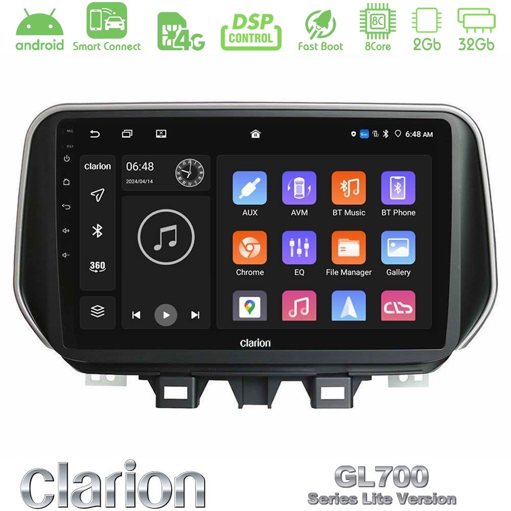 Clarion GL700 Lite Series 8Core Android ClarionOS 2+32GB Hyundai Tucson 2019-> Navigation Multimedia Tablet 9" Με Carplay & Android Auto