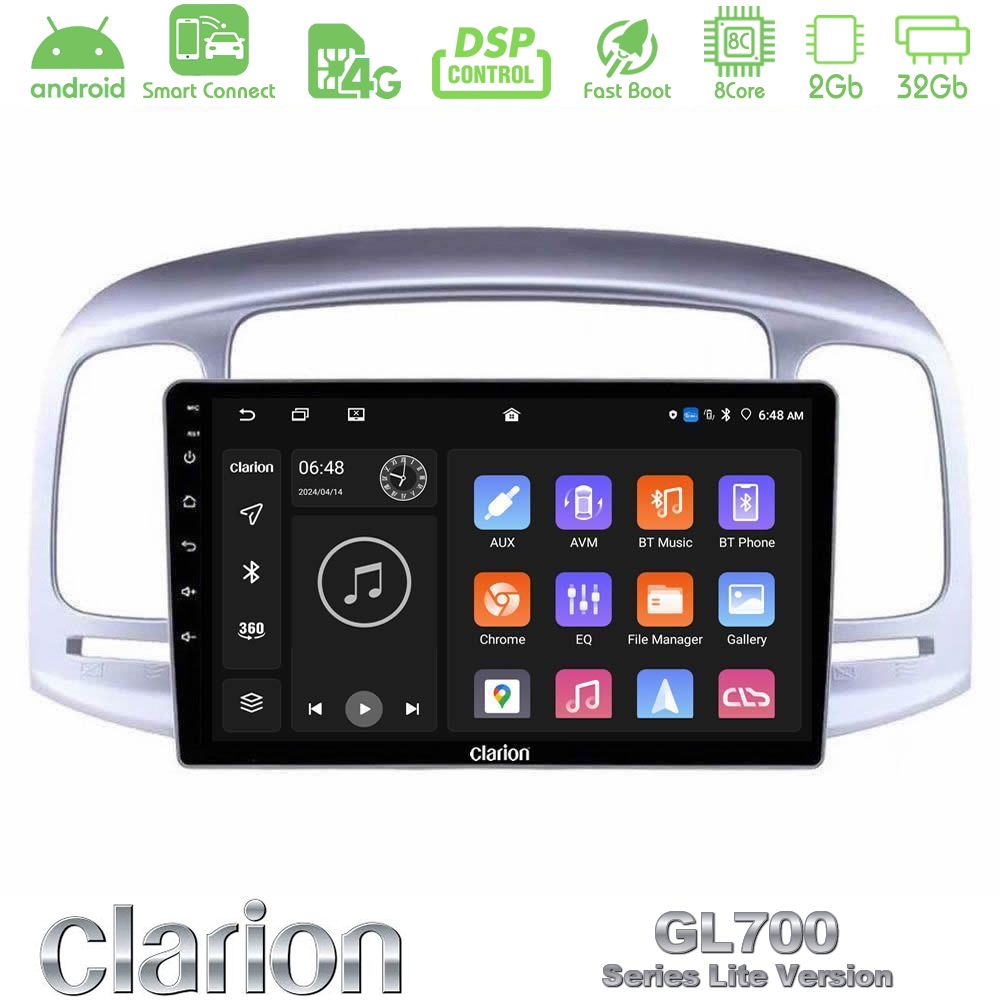 Clarion GL700 Lite Series 8Core Android ClarionOS 2+32GB Hyundai Accent 2006-2011 Navigation Multimedia Tablet 9" Με Carplay & Android Auto